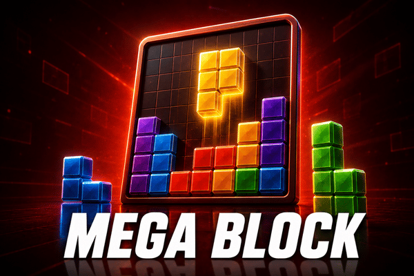 Mega block tetris style colorful stacking blocks puzzle game - block stacking arcade