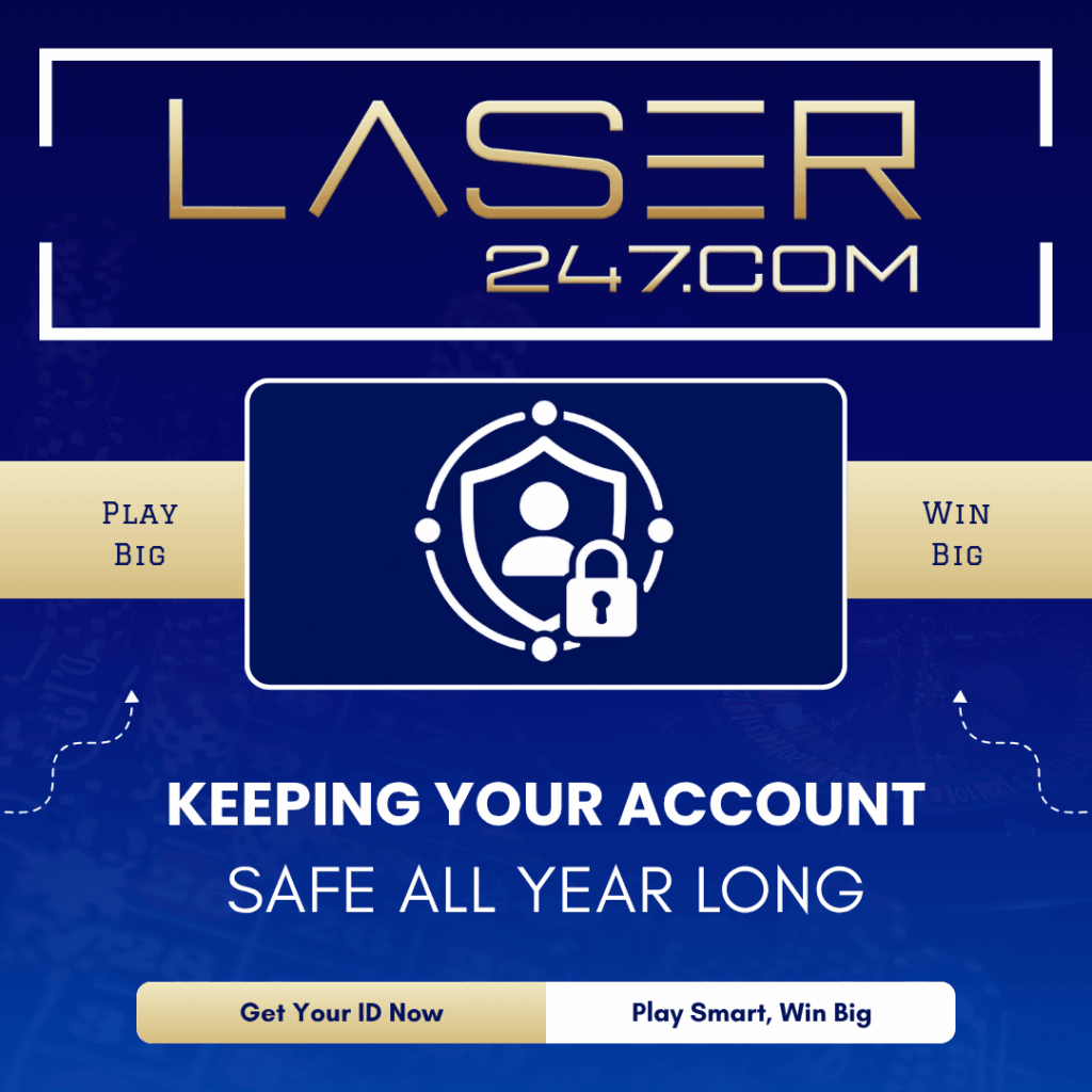Keeping your account safe all year long graphic with shield user profile and lock icon for secure account protection