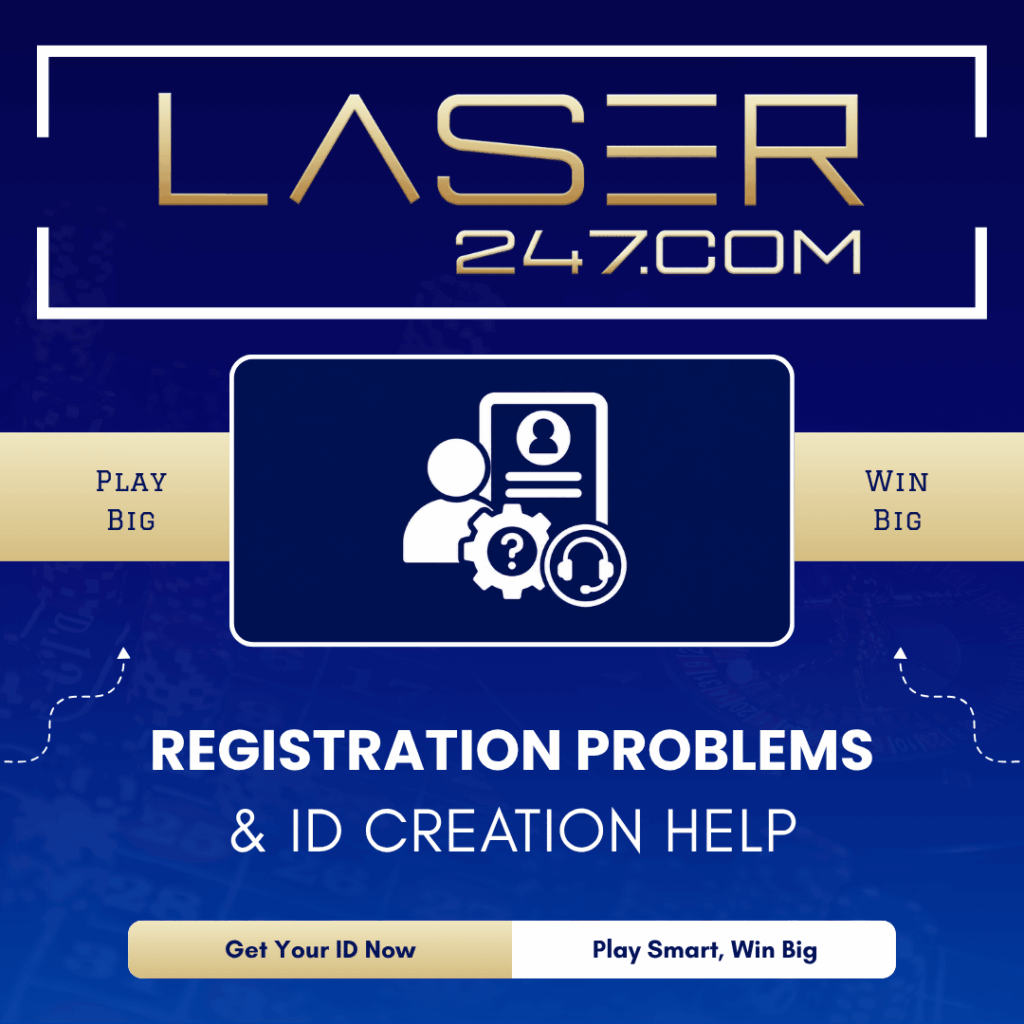 Registration problems and ID creation help graphic with user profile, settings gear and support headset icon for account assistance