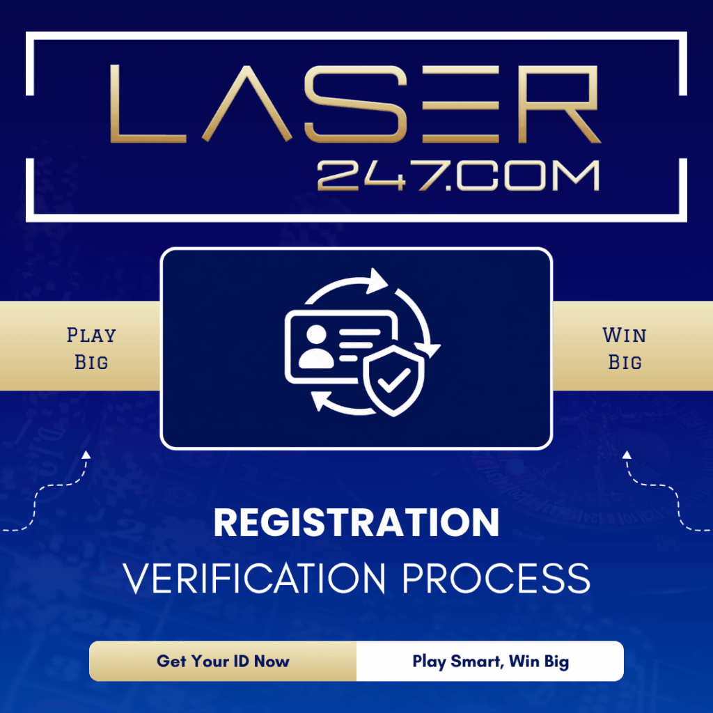 Registration verification process graphic with ID card and shield checkmark icon in secure cycle for account verification