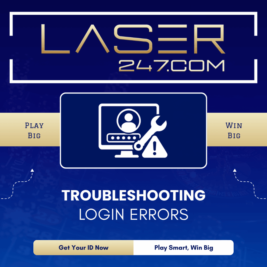 Troubleshooting login errors graphic with computer user login, wrench and warning triangle icon for login help