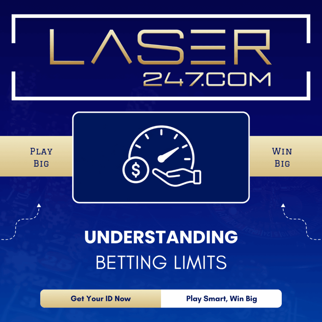 Understanding betting limits graphic with speedometer, dollar coin and hand icon for responsible wagering control