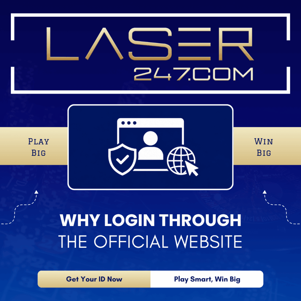 Why login through the official website graphic with secure browser, user profile, shield checkmark and globe cursor icon